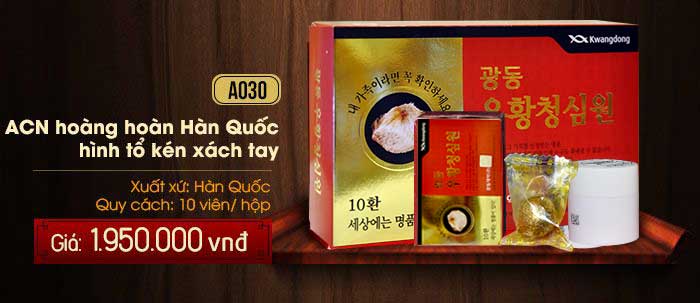BẤM để xem chi tiết SP an cung ngưu tổ kén Hàn Quốc Giá an cung ngưu hoàng hoàn tổ kén (hộp đỏ)